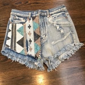 Size Medium Sequined Jean Shorts